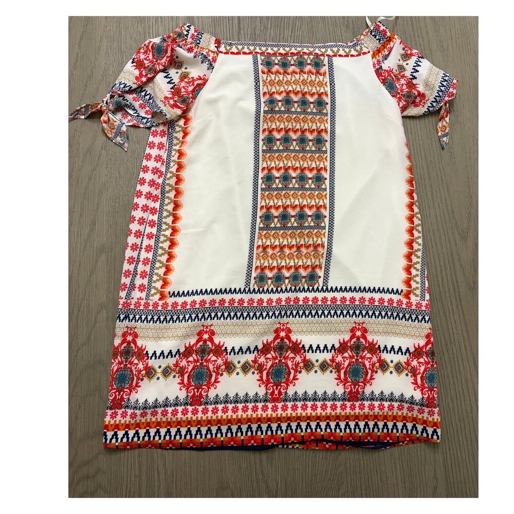 Monteau Dress Women’s XL  Boho Embroidered Print, Off Shoulder